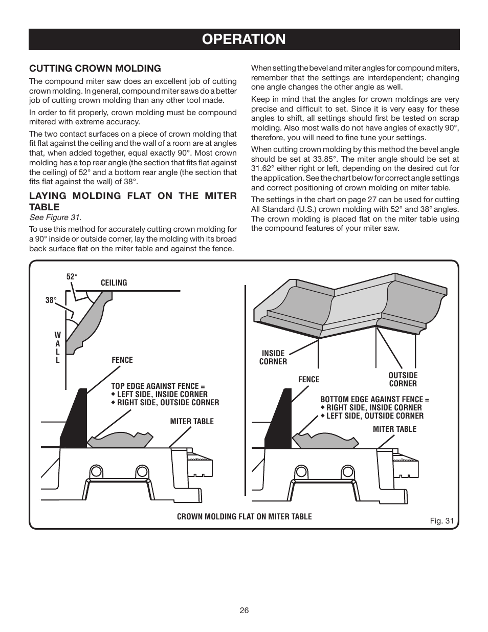 Operation | Ryobi TS1342L User Manual | Page 26 / 32