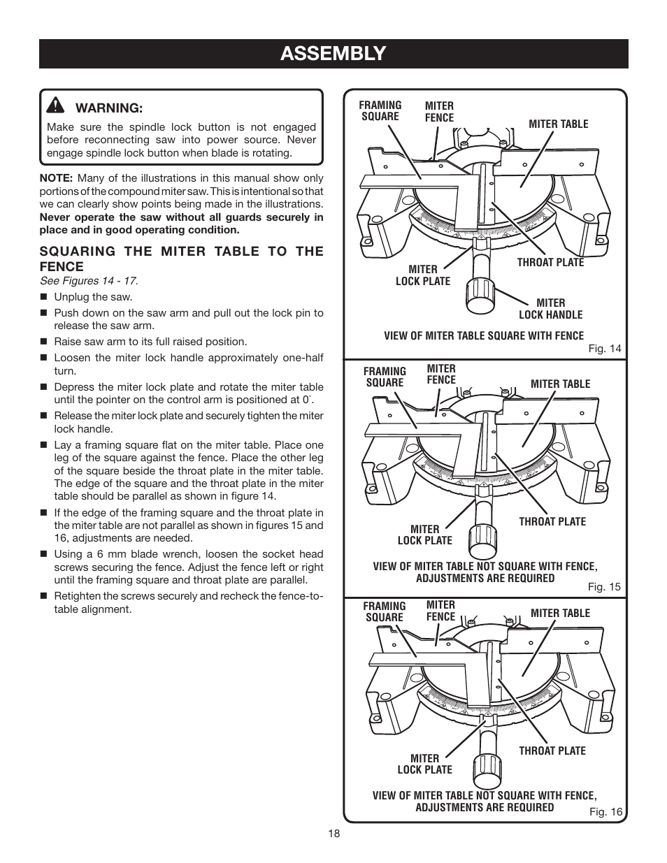 Assembly | Ryobi TS1342LBF User Manual | Page 18 / 32