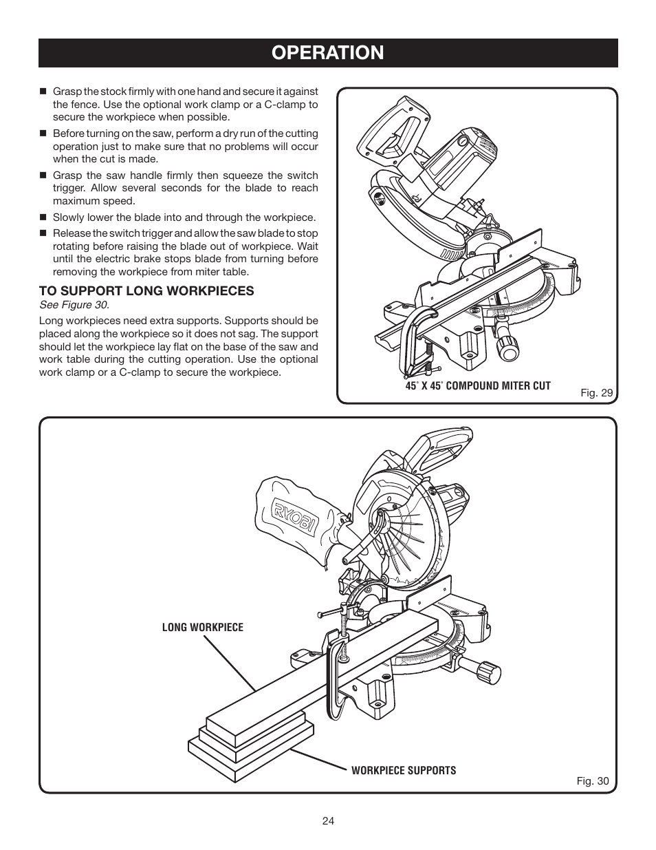 Operation | Ryobi TS1342LBF User Manual | Page 24 / 32