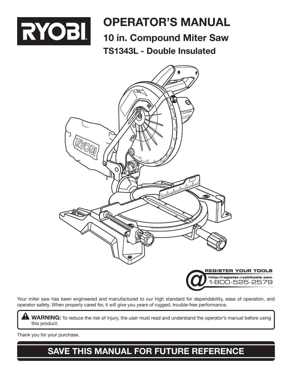 Ryobi TS1343L User Manual | 30 pages