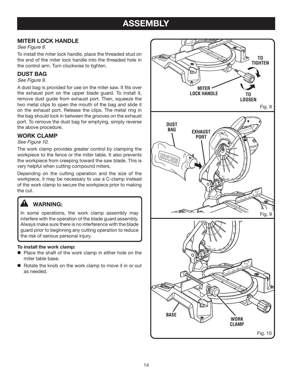 Assembly | Ryobi TS1343L User Manual | Page 14 / 30