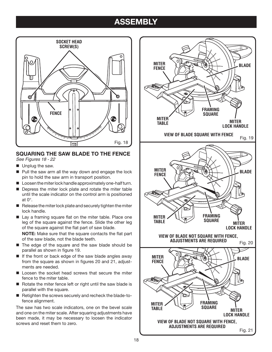 Assembly | Ryobi TS1343L User Manual | Page 18 / 30