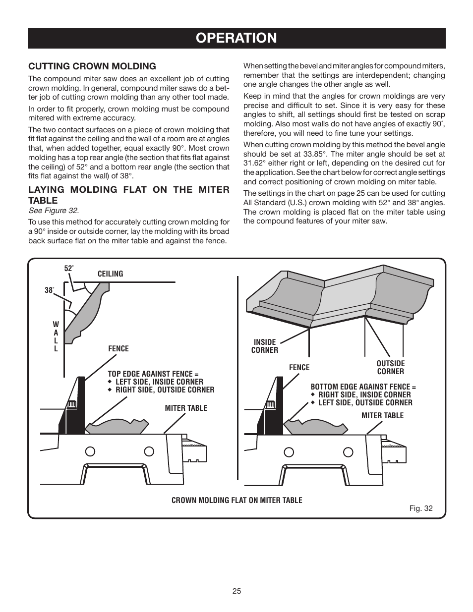 Operation | Ryobi TS1343L User Manual | Page 25 / 30
