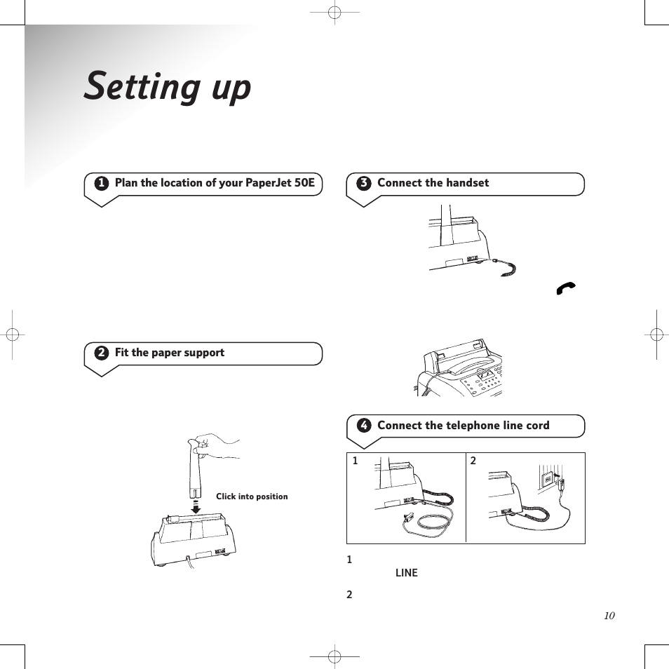 Setting up | BT PaperJet 50e User Manual | Page 10 / 54
