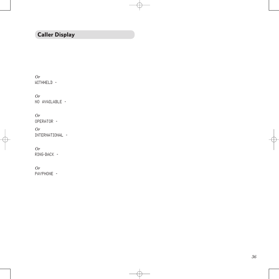 Caller display | BT PaperJet 50e User Manual | Page 36 / 54