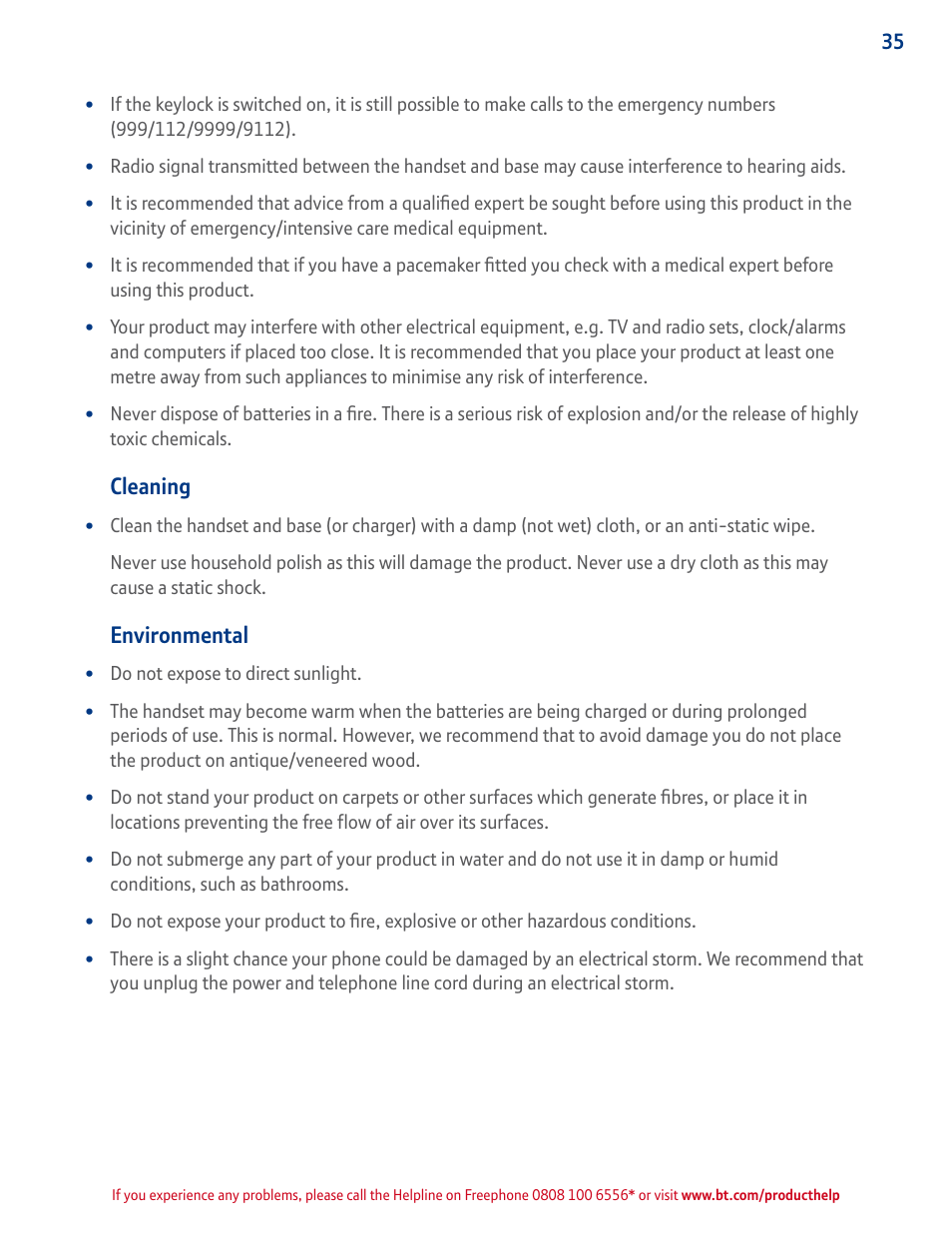 Cleaning, Environmental | BT GRAPHITE 2100 User Manual | Page 35 / 39