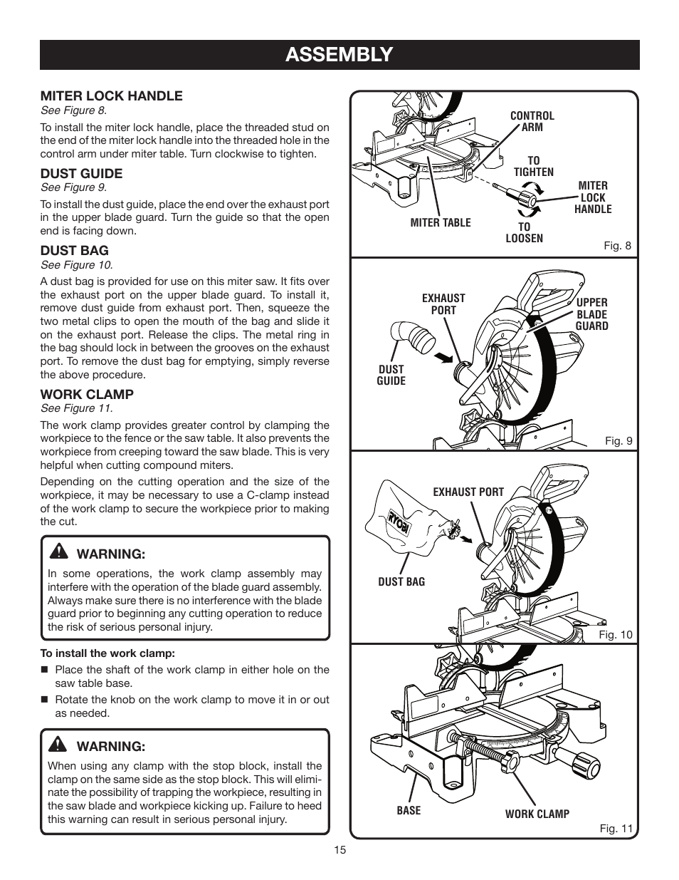 Assembly | Ryobi TS1354DXL User Manual | Page 15 / 32