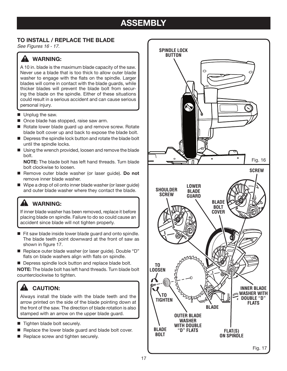 Assembly | Ryobi TS1354DXL User Manual | Page 17 / 32