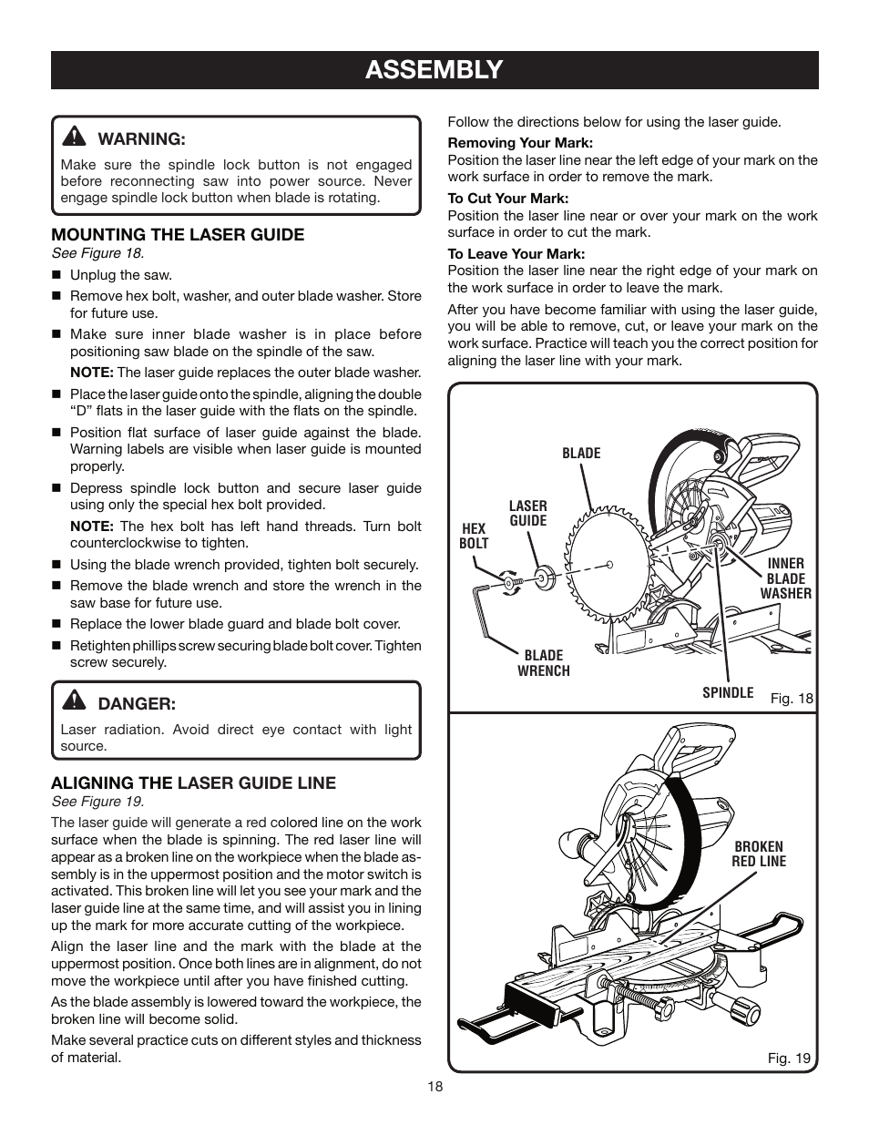 Assembly | Ryobi TS1354DXL User Manual | Page 18 / 32