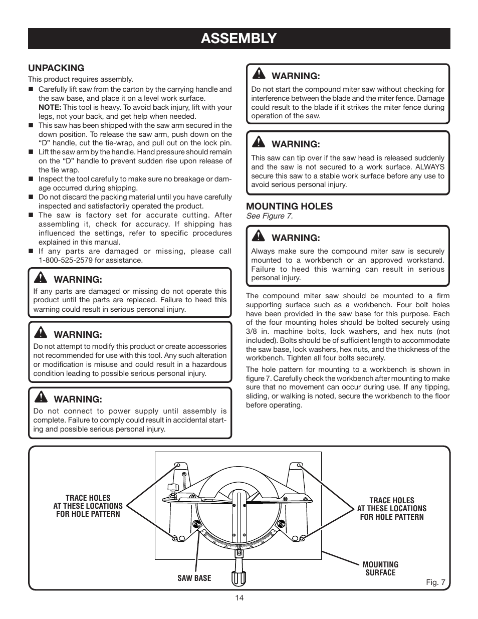Assembly | Ryobi TS1355L User Manual | Page 14 / 34