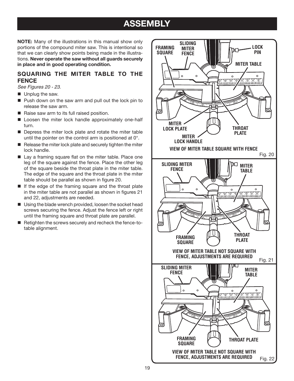 Assembly | Ryobi TS1355L User Manual | Page 19 / 34