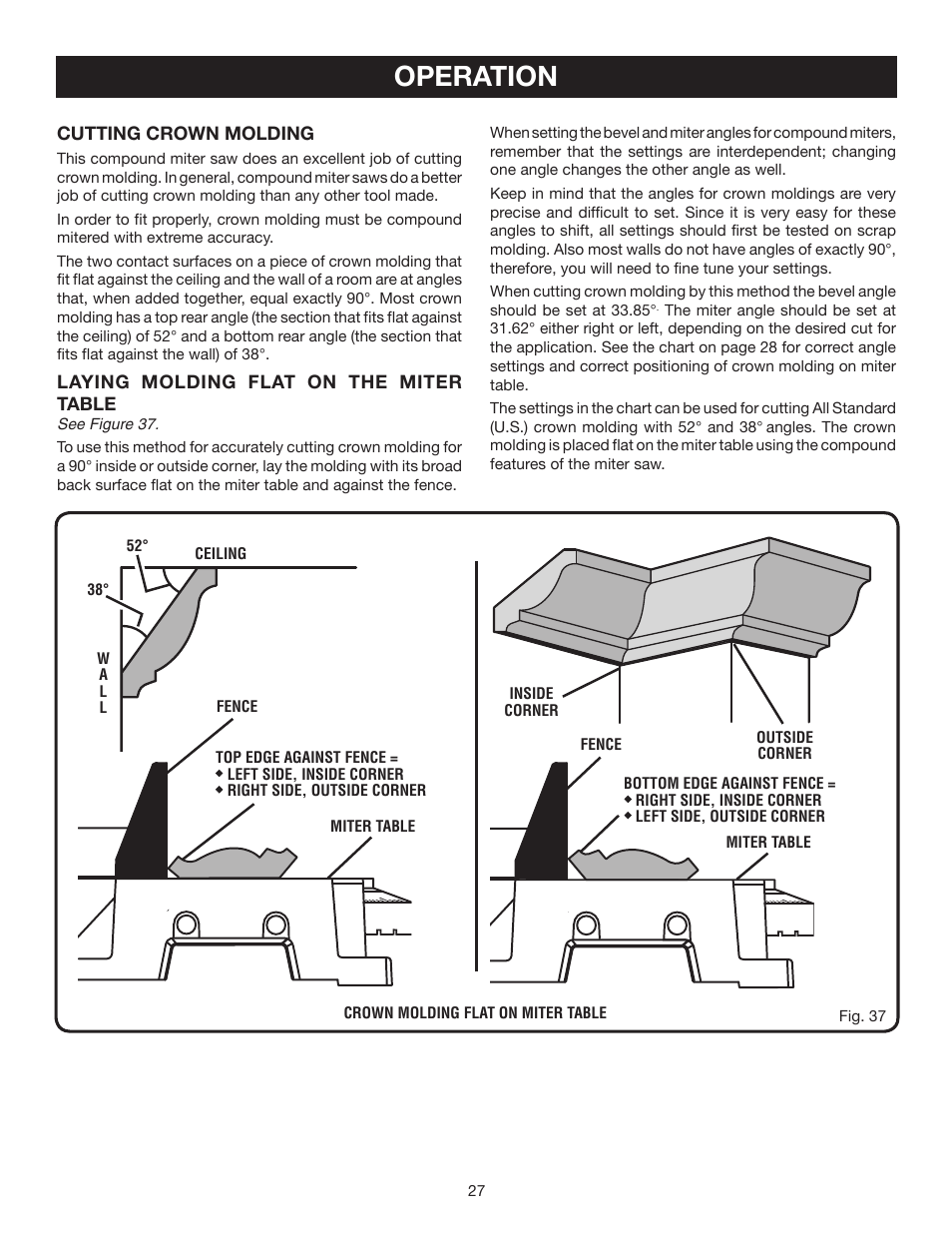 Operation | Ryobi TS1355L User Manual | Page 27 / 34