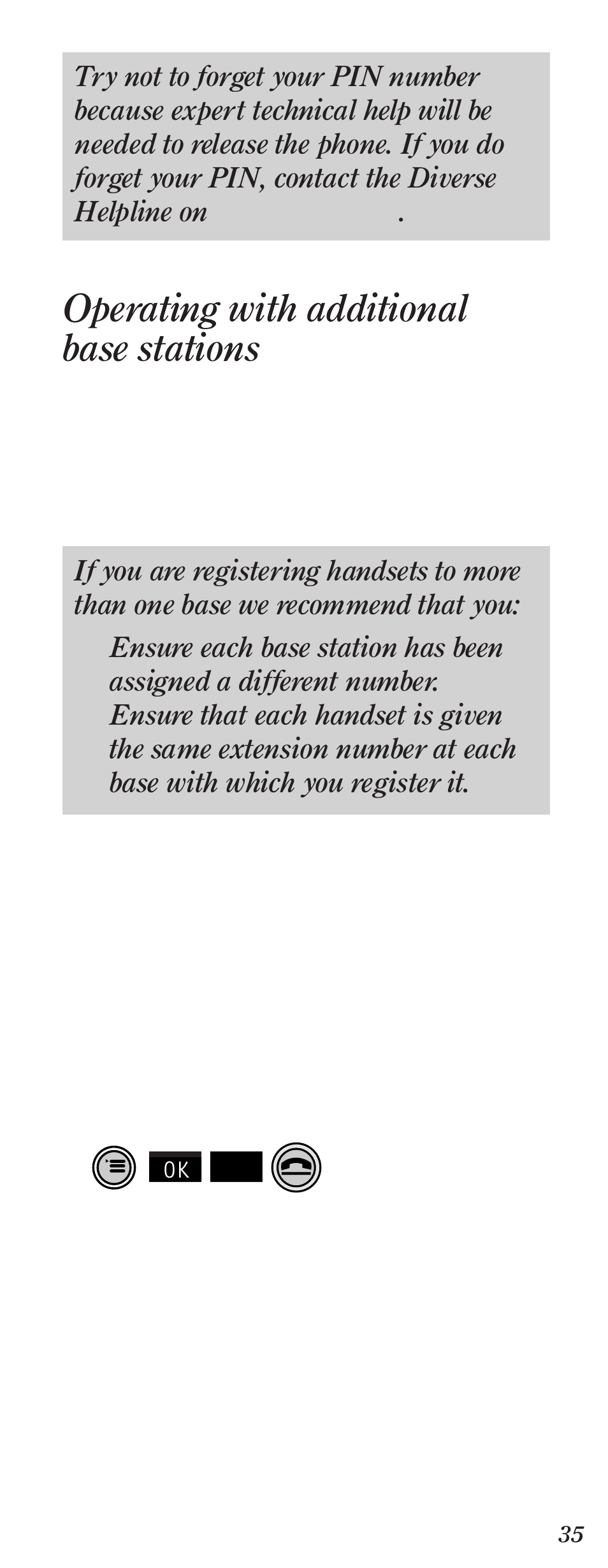 Operating with additional base stations | BT Diverse 2000 User Manual | Page 37 / 61
