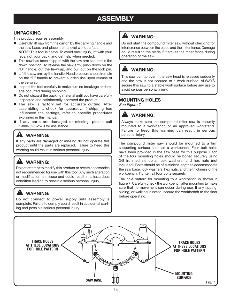 Assembly | Ryobi TS1355LA User Manual | Page 14 / 34