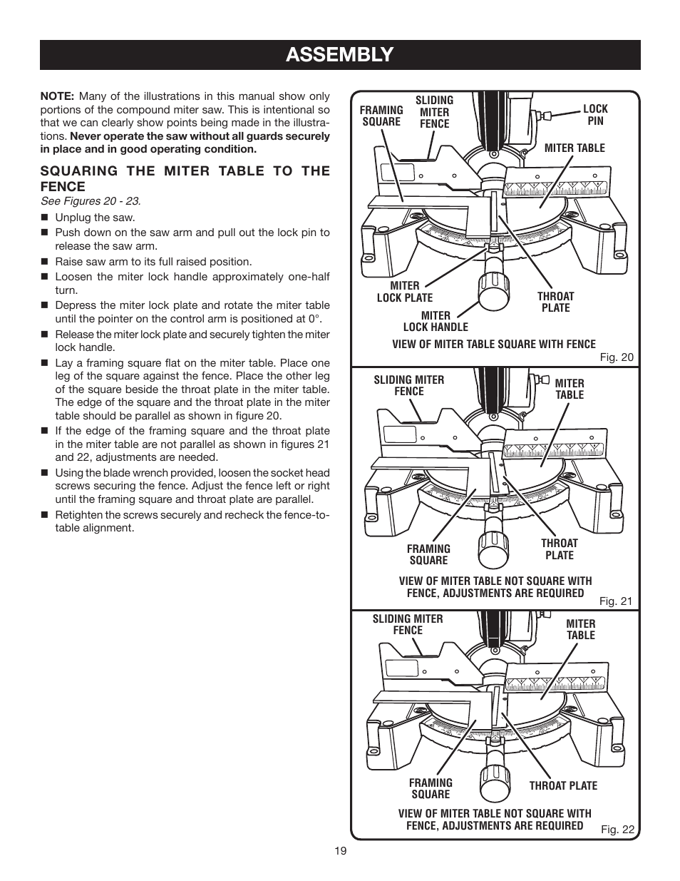 Assembly | Ryobi TS1355LA User Manual | Page 19 / 34