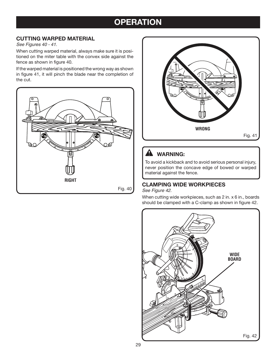 Operation | Ryobi TS1355LA User Manual | Page 29 / 34