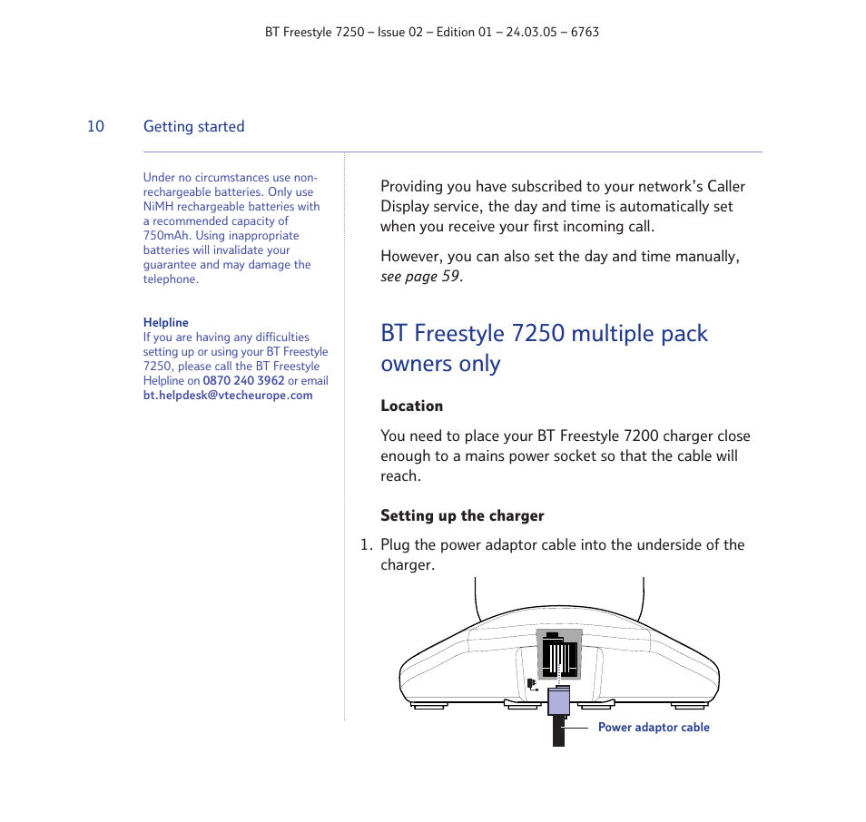 Bt freestyle 7250 multiple pack owners only | BT FREESTYLE 7250 User Manual | Page 10 / 88