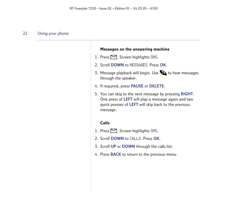 BT FREESTYLE 7250 User Manual | Page 22 / 88