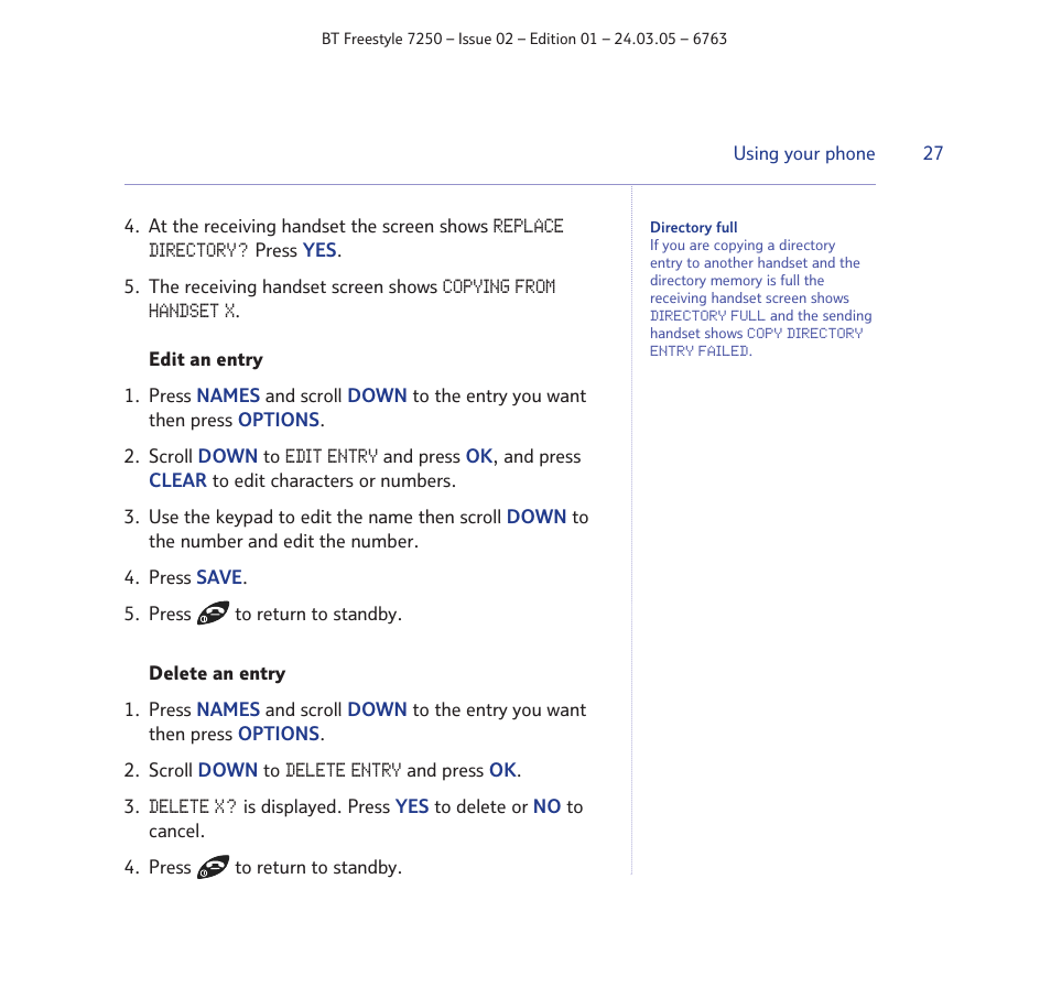 BT FREESTYLE 7250 User Manual | Page 27 / 88