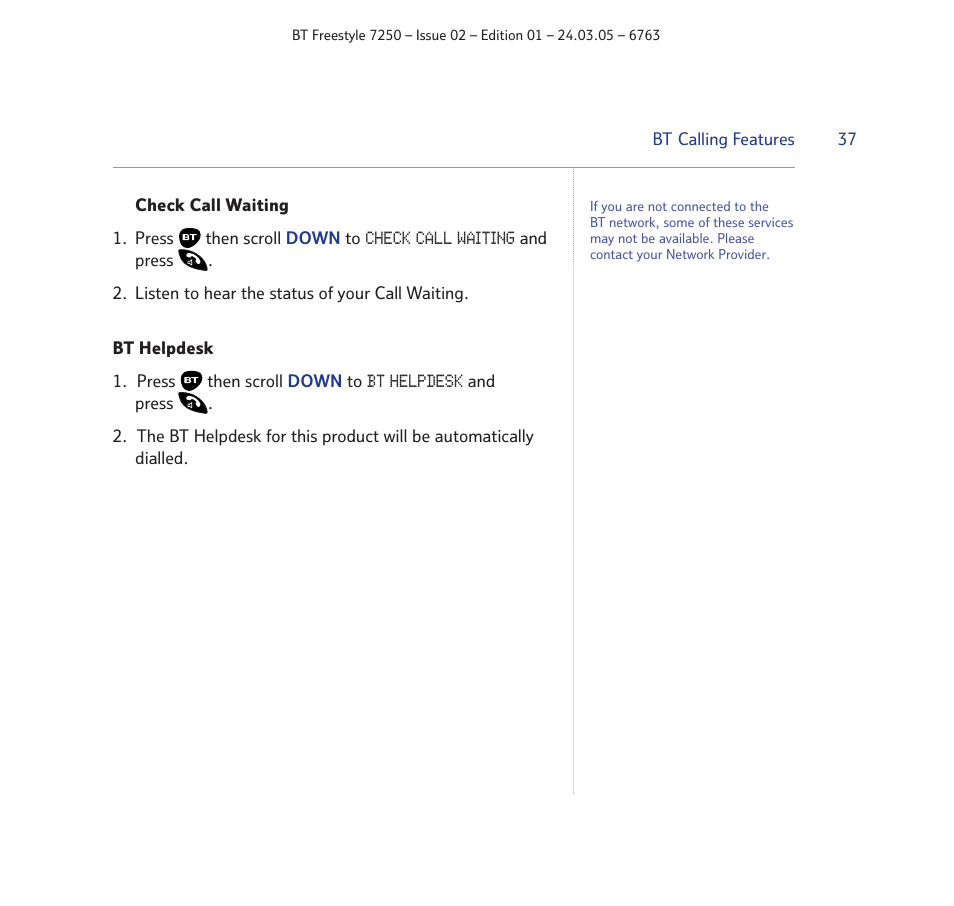 BT FREESTYLE 7250 User Manual | Page 37 / 88