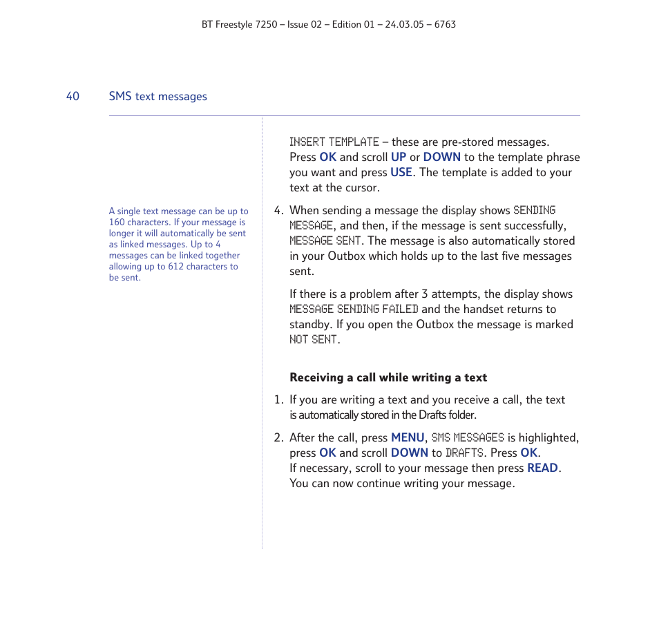 BT FREESTYLE 7250 User Manual | Page 40 / 88