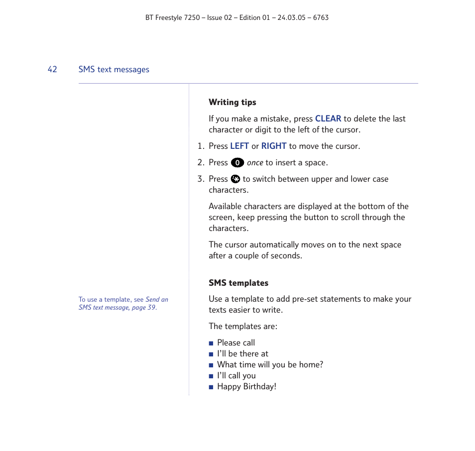 BT FREESTYLE 7250 User Manual | Page 42 / 88