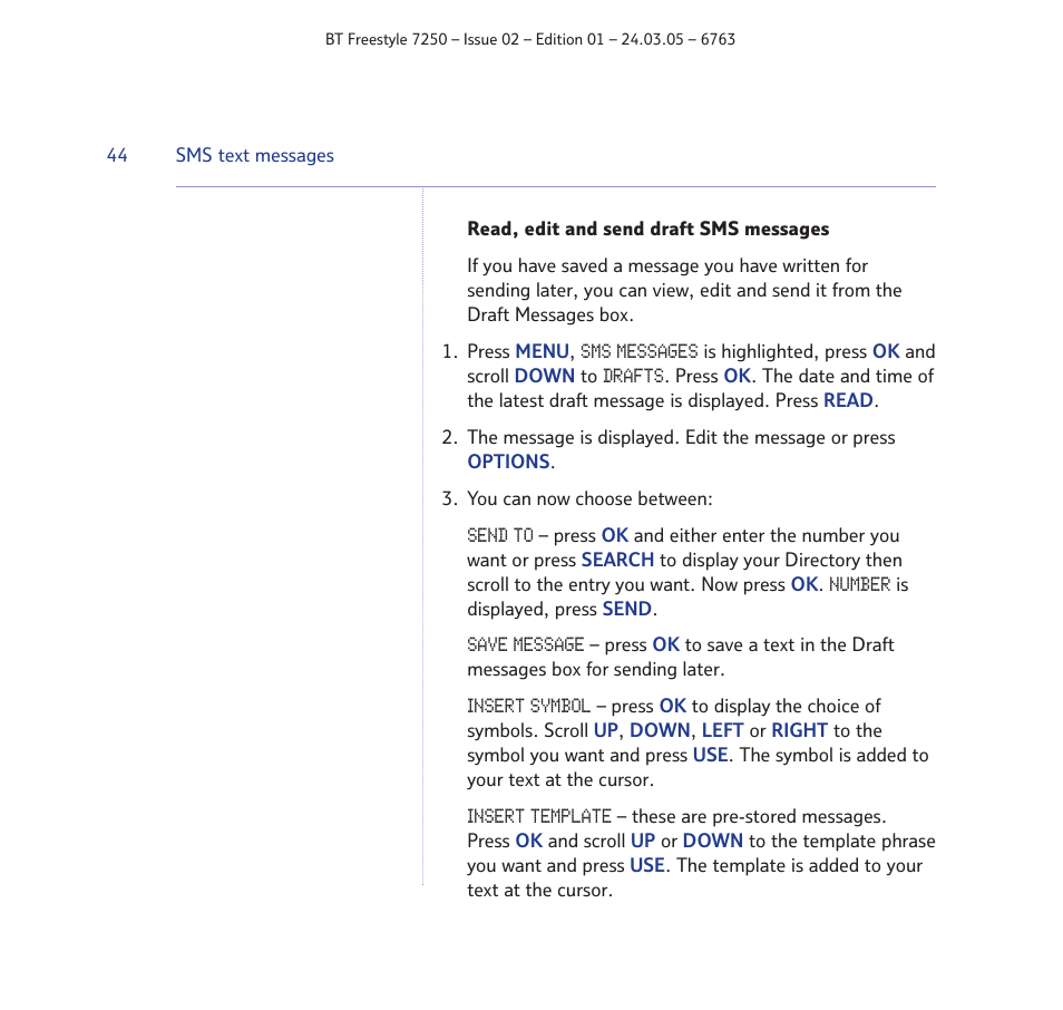 BT FREESTYLE 7250 User Manual | Page 44 / 88