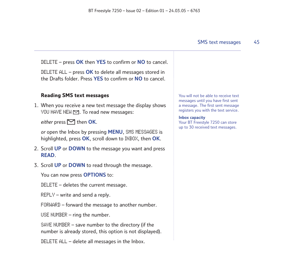 BT FREESTYLE 7250 User Manual | Page 45 / 88