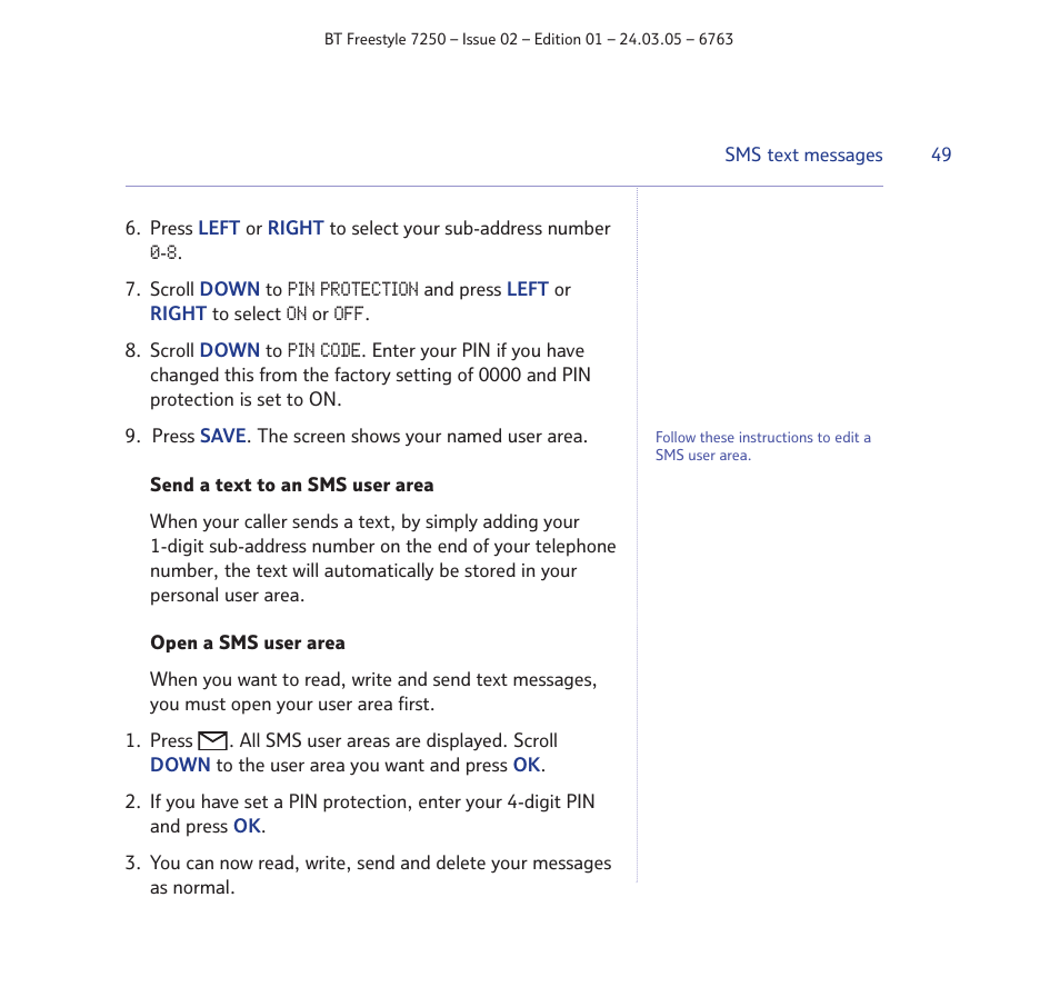 BT FREESTYLE 7250 User Manual | Page 49 / 88