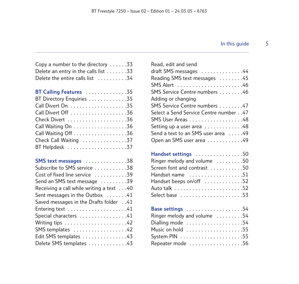 BT FREESTYLE 7250 User Manual | Page 5 / 88