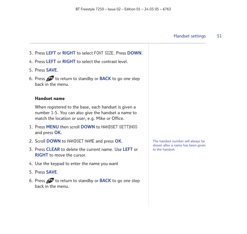 BT FREESTYLE 7250 User Manual | Page 51 / 88