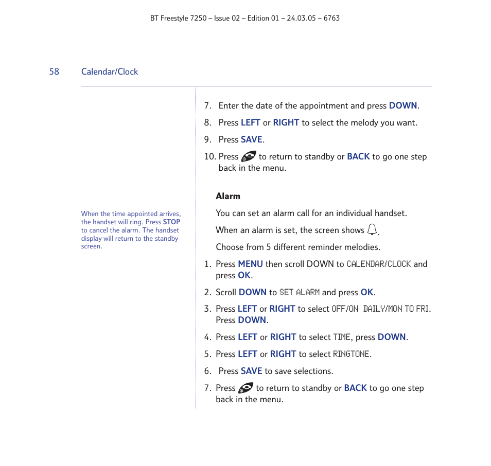 BT FREESTYLE 7250 User Manual | Page 58 / 88