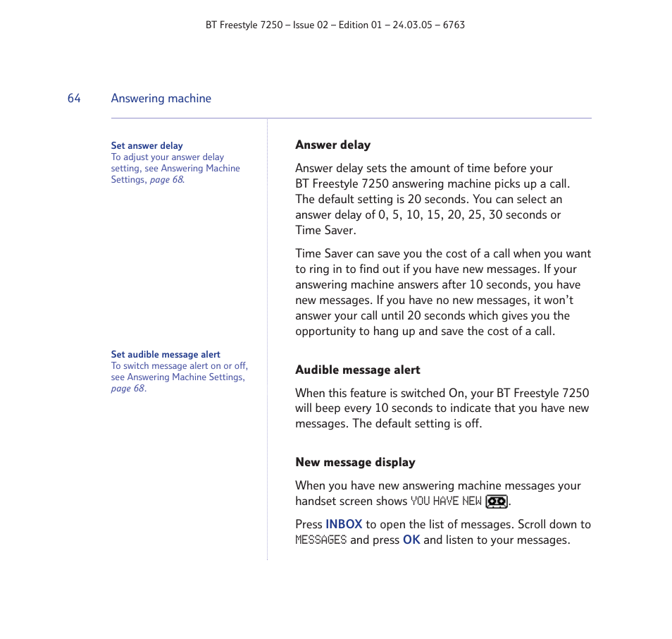 BT FREESTYLE 7250 User Manual | Page 64 / 88