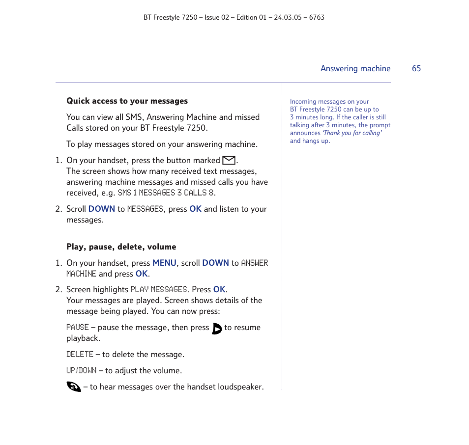 BT FREESTYLE 7250 User Manual | Page 65 / 88