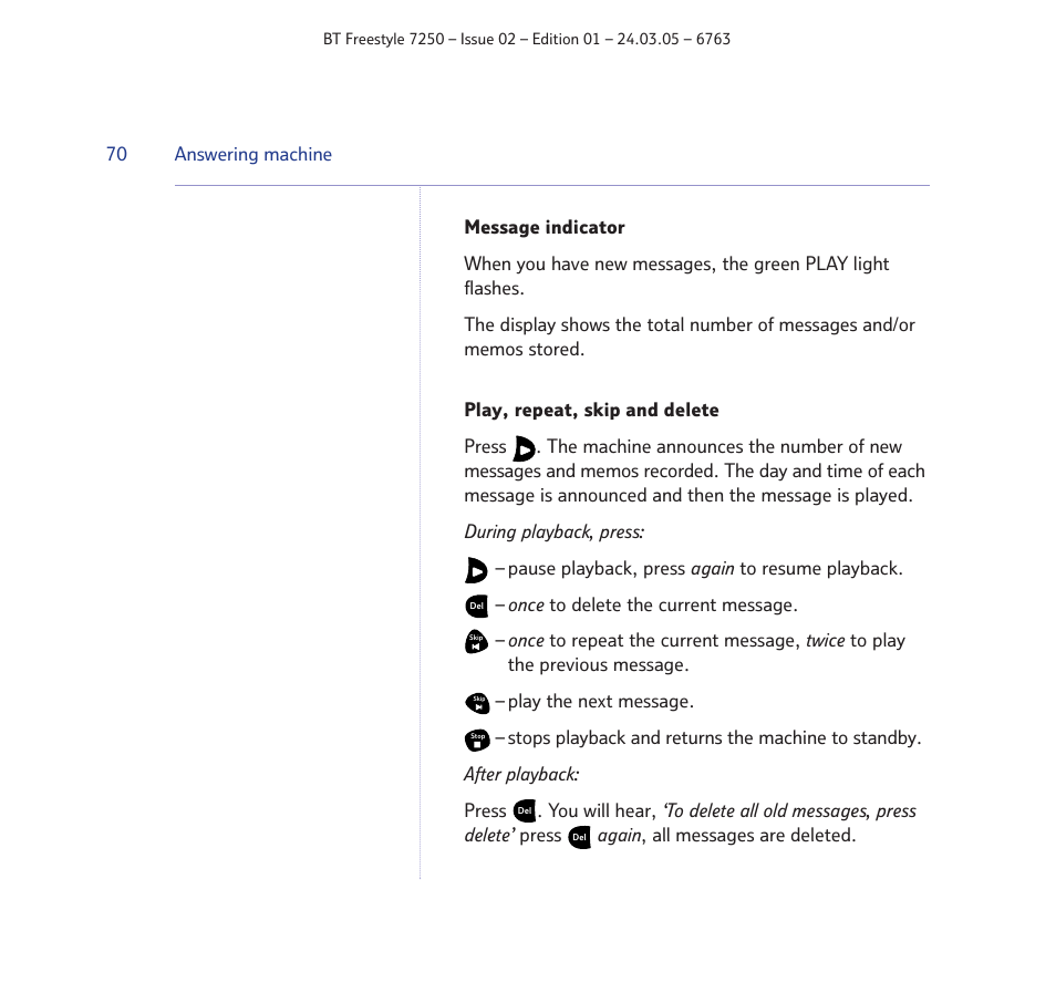 BT FREESTYLE 7250 User Manual | Page 70 / 88