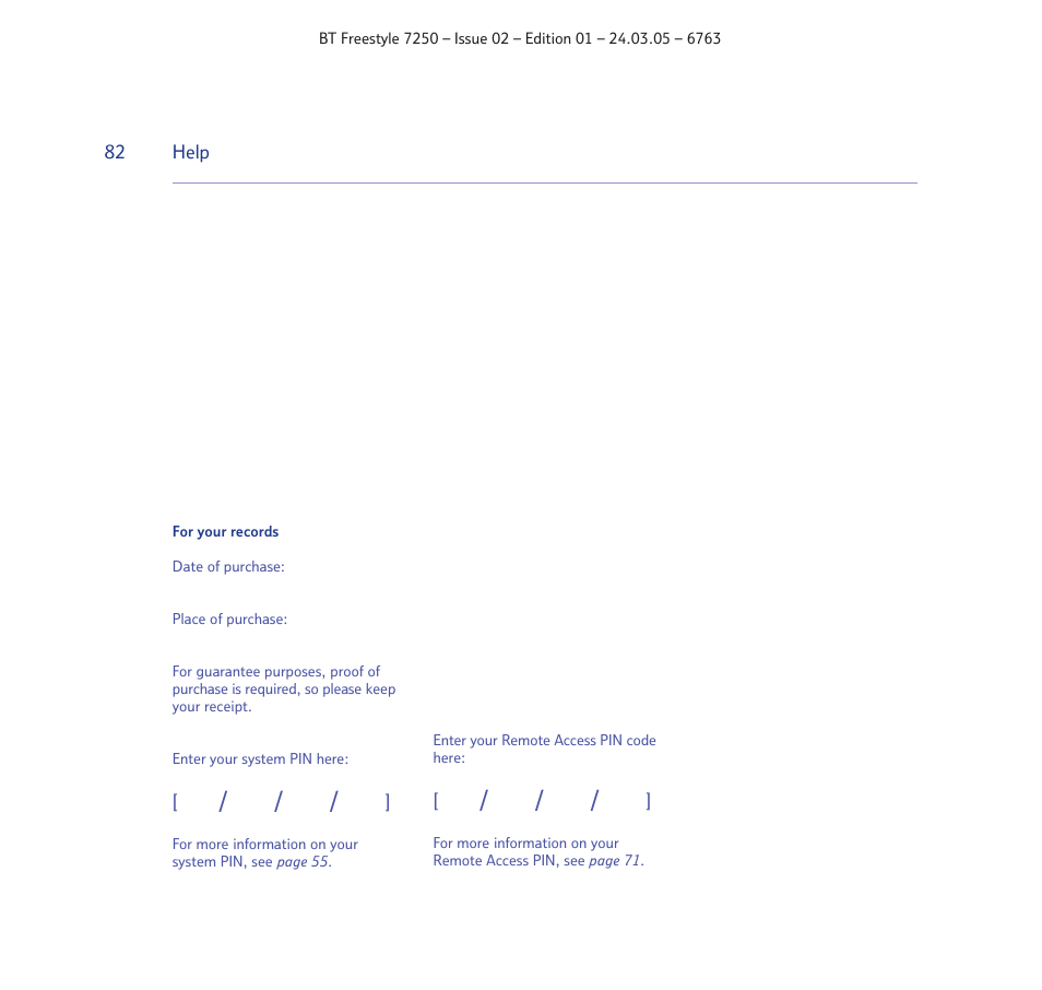 BT FREESTYLE 7250 User Manual | Page 82 / 88