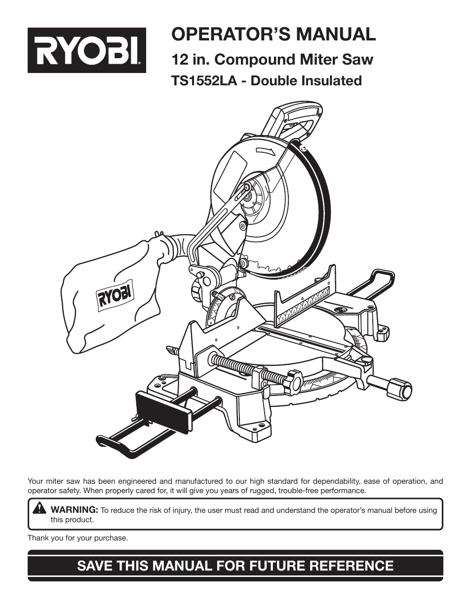 Ryobi TS1552LA User Manual | 34 pages