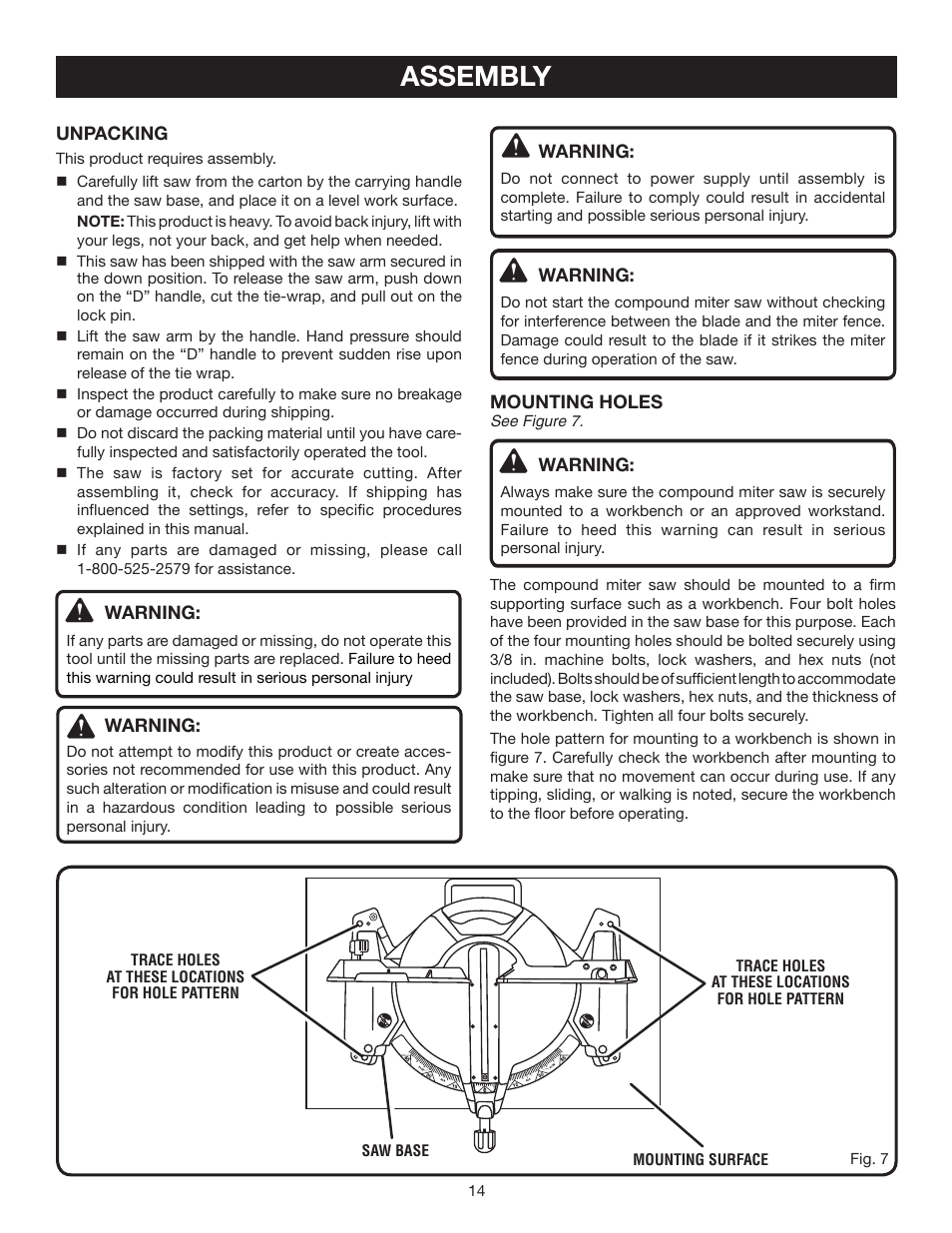 Assembly | Ryobi TS1552LA User Manual | Page 14 / 34