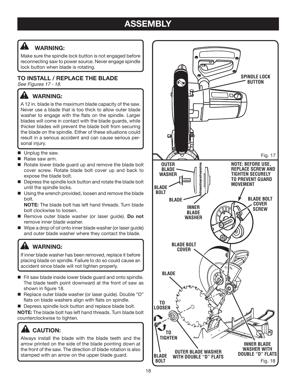 Assembly | Ryobi TS1552LA User Manual | Page 18 / 34