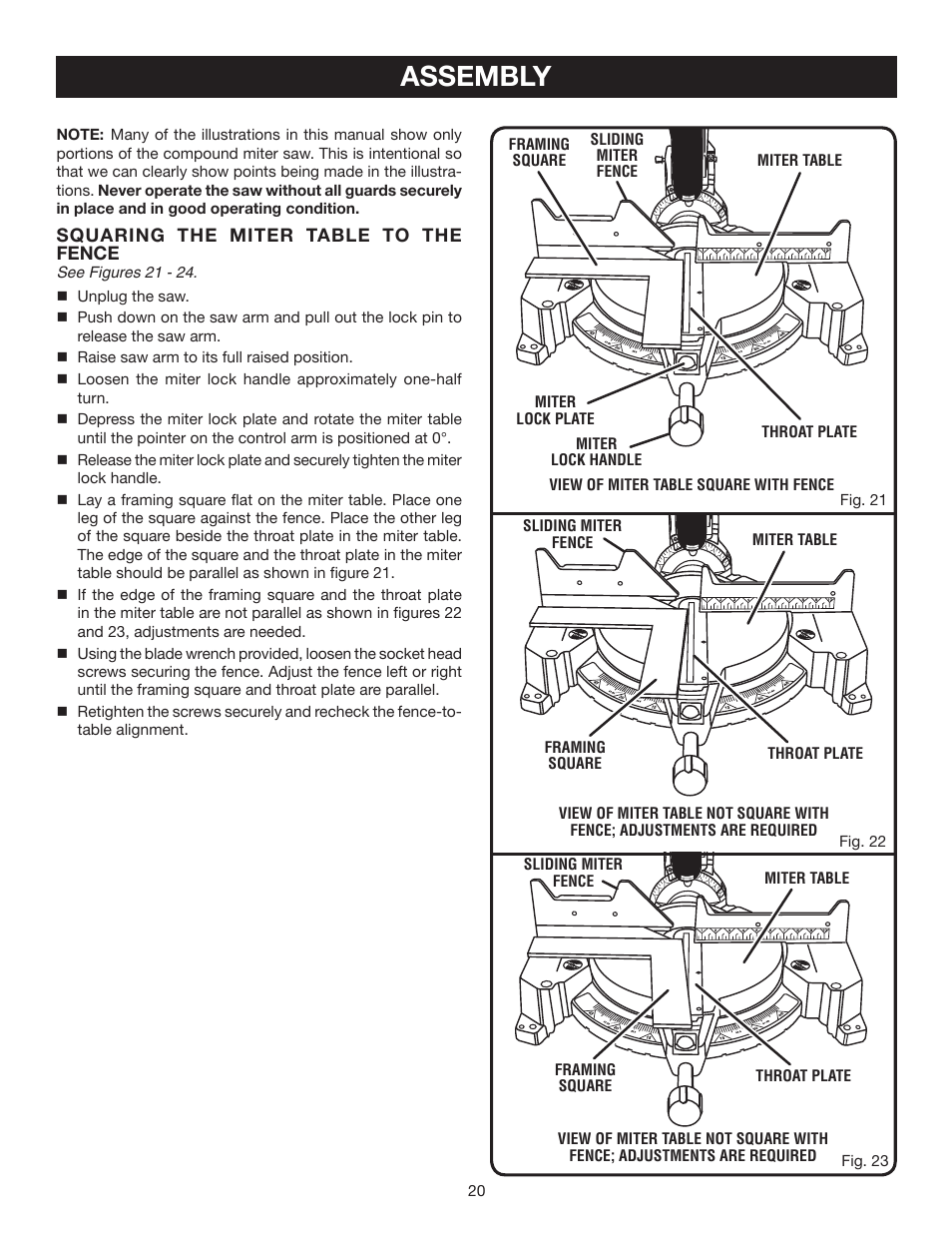 Assembly | Ryobi TS1552LA User Manual | Page 20 / 34