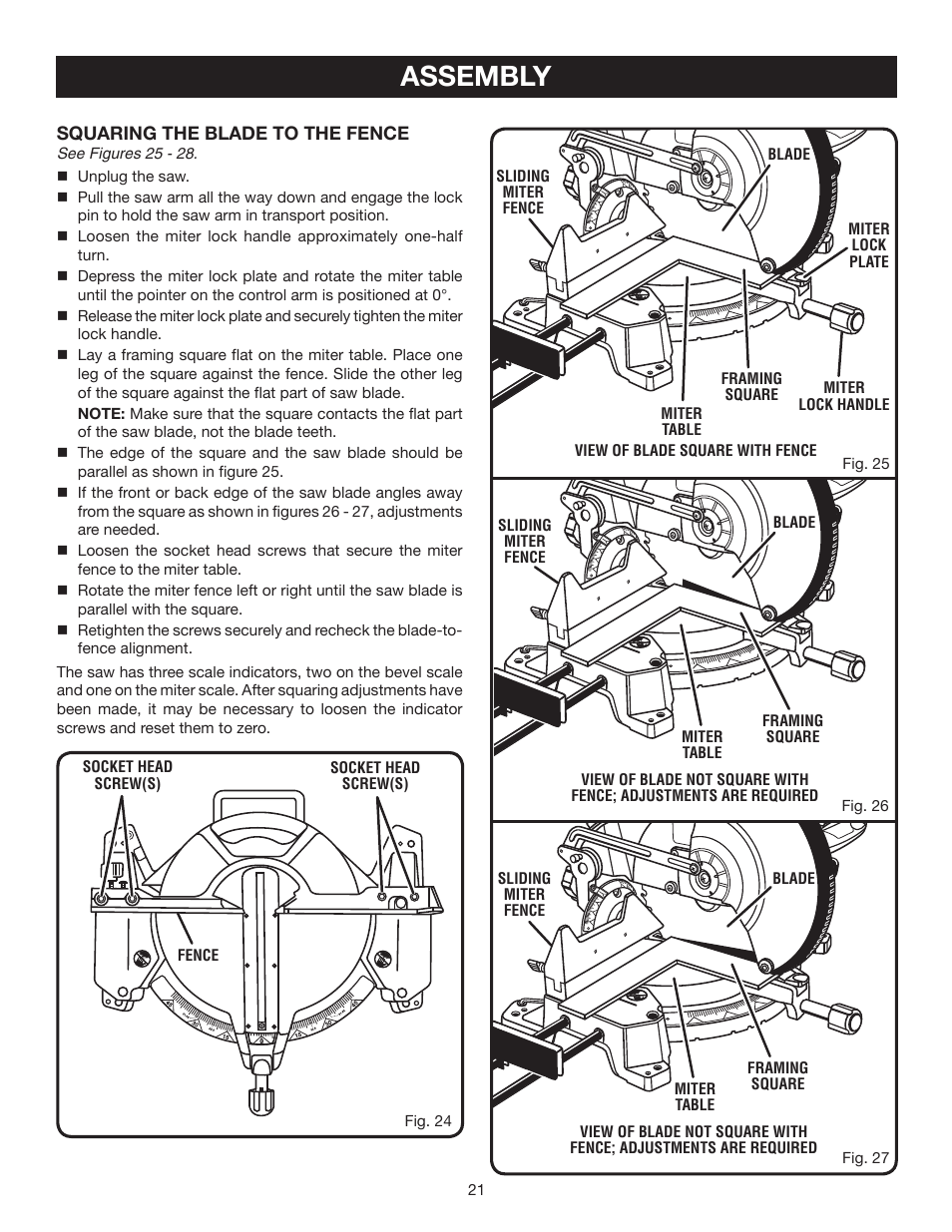 Assembly | Ryobi TS1552LA User Manual | Page 21 / 34