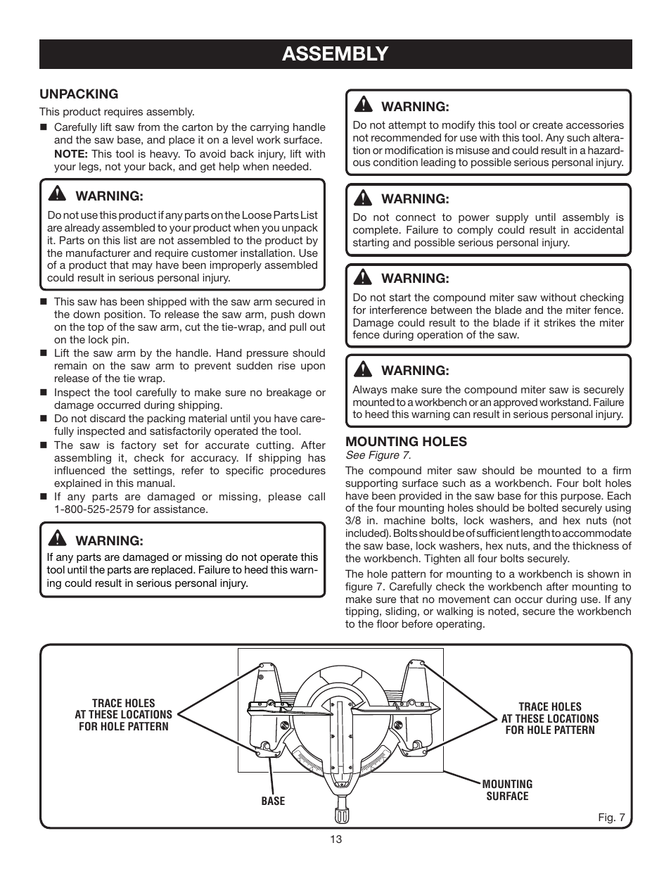 Assembly | Ryobi TS1553 User Manual | Page 13 / 28