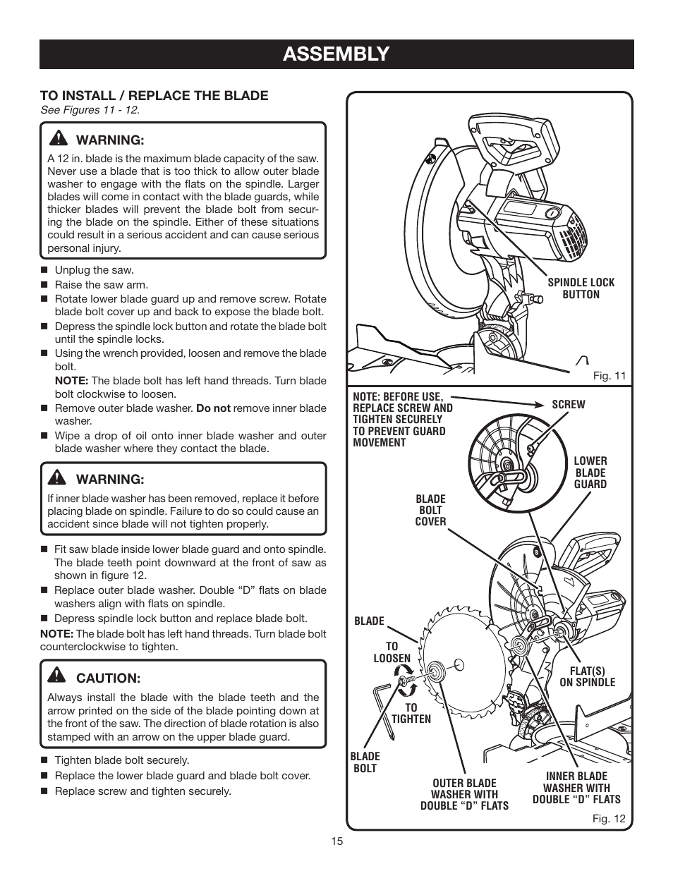 Assembly | Ryobi TS1553 User Manual | Page 15 / 28