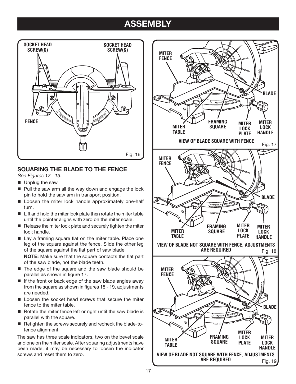 Assembly | Ryobi TS1553 User Manual | Page 17 / 28