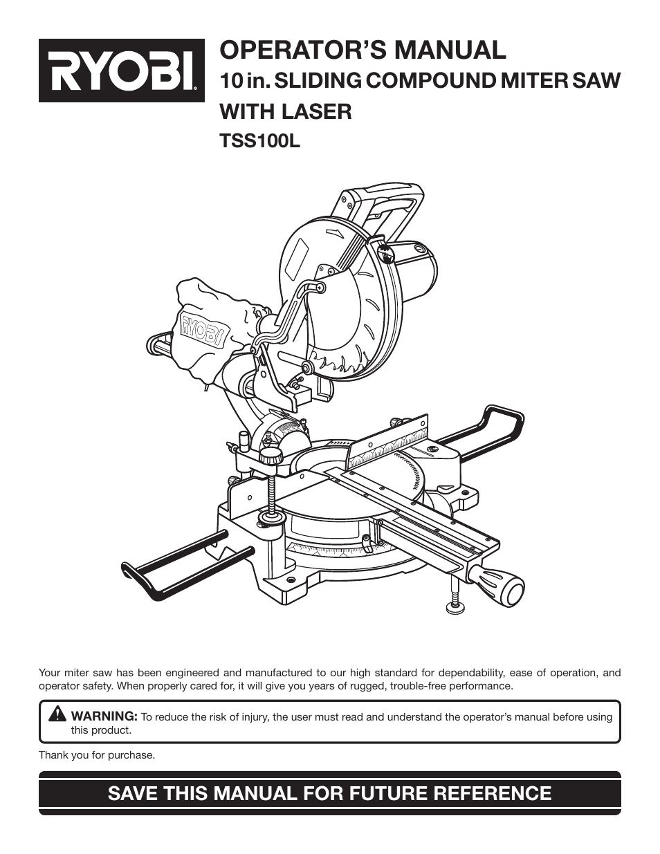 Ryobi TSS100L User Manual | 36 pages