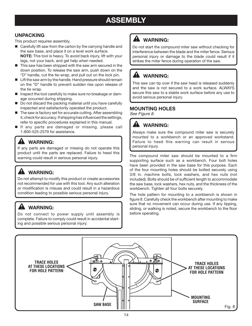 Assembly | Ryobi TSS100L User Manual | Page 14 / 36