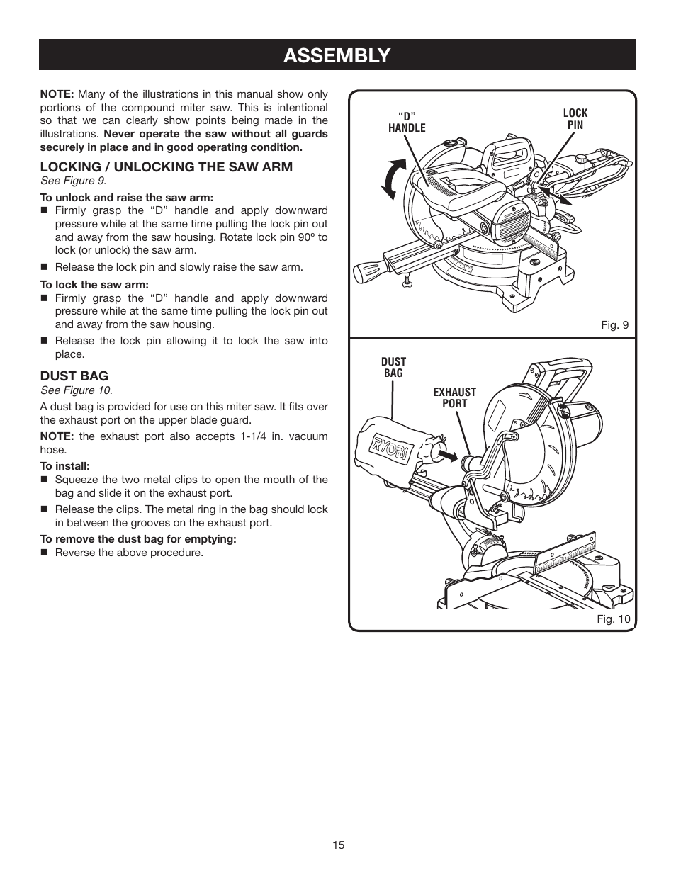 Assembly | Ryobi TSS100L User Manual | Page 15 / 36