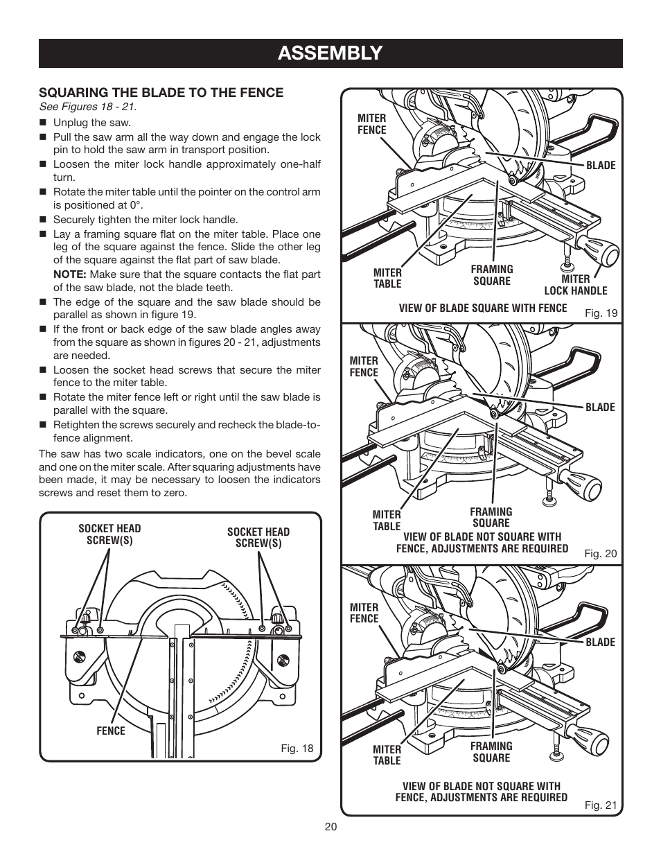 Assembly | Ryobi TSS100L User Manual | Page 20 / 36