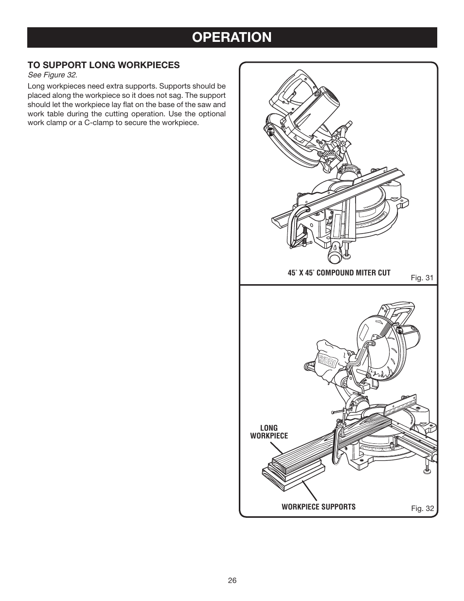 Operation | Ryobi TSS100L User Manual | Page 26 / 36