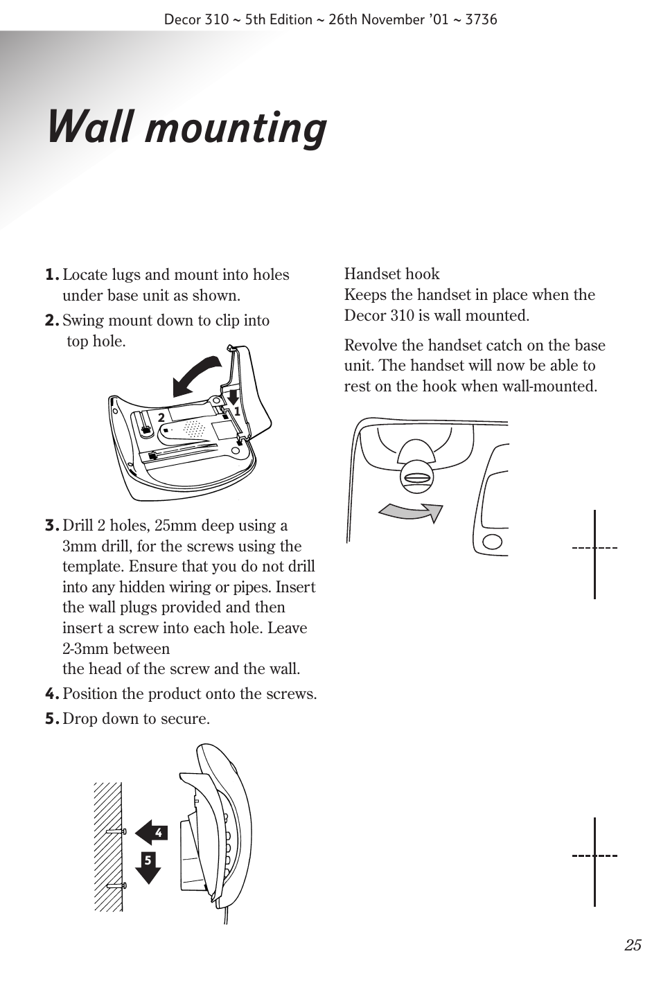 Wall mounting | BT 310 User Manual | Page 26 / 28